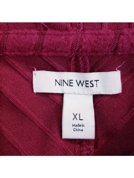 Nine West Purple Ribbed Knit Hooded Pullover Hoodie Tunic Top Women's Size XL - Picture 5 of 7